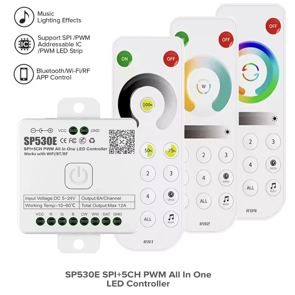 Ws2812B Strip 5V - Controlador LED SP530E All In One
