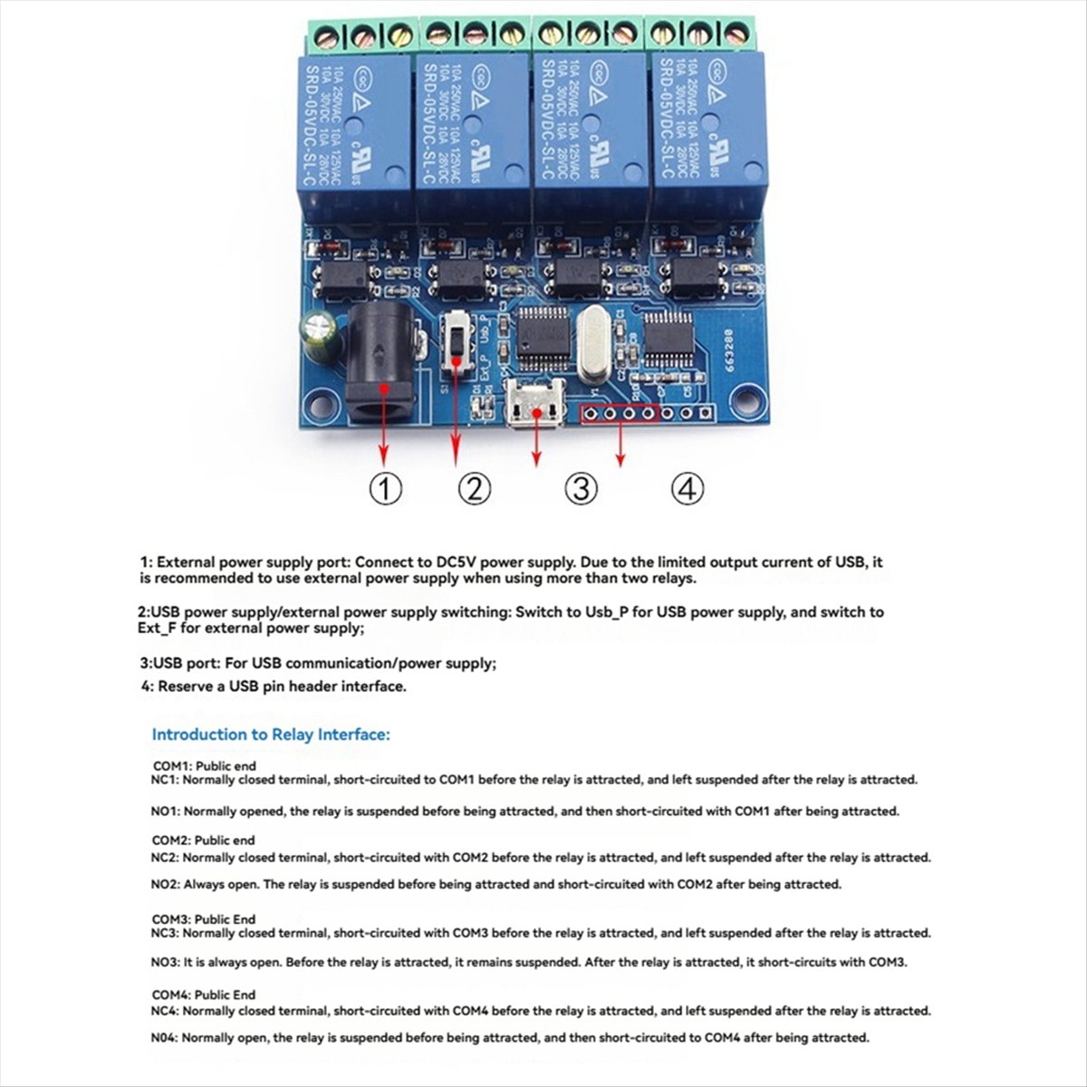 Módulo de Relé USB de 4 Canais - Relay Module 4 Channel avaliação e preço