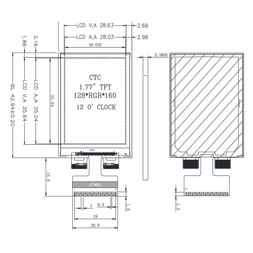 1.77 Polegada tela lcd tft 128 - Tft Display 2.4 avaliação e preço
