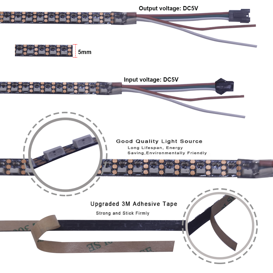 Largura FPC 5mm LED stirp WS28 - Ws2812B Strip 5V avaliação e preço